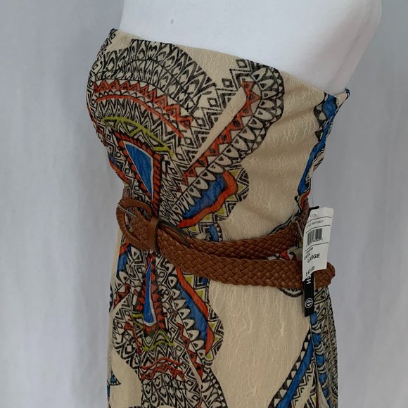AS U WISH Tribal Aztec Gypsy Boho Lace Strapless Padded Bra Mini Dress - Picture 4 of 16